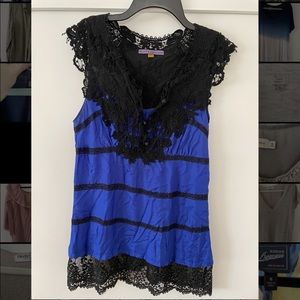 Sugar Lips Black and Blue Silk and Lace Top